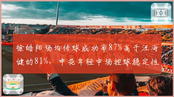 徐皓阳场均传球成功率87%高于汪海健的81%，申花年轻中场控球稳定性
